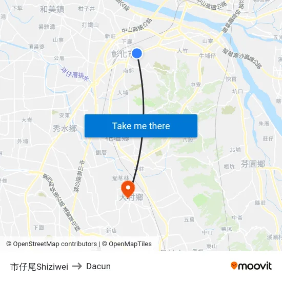 Shiziwei to Dacun map