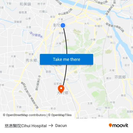 慈惠醫院Cihui Hospital to Dacun map