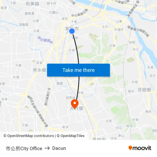 市公所City Office to Dacun map