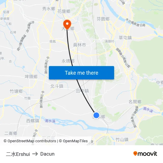 Ershui to Dacun map