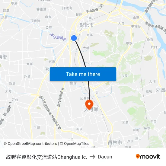 統聯客運彰化交流道站Changhua Ic. to Dacun map