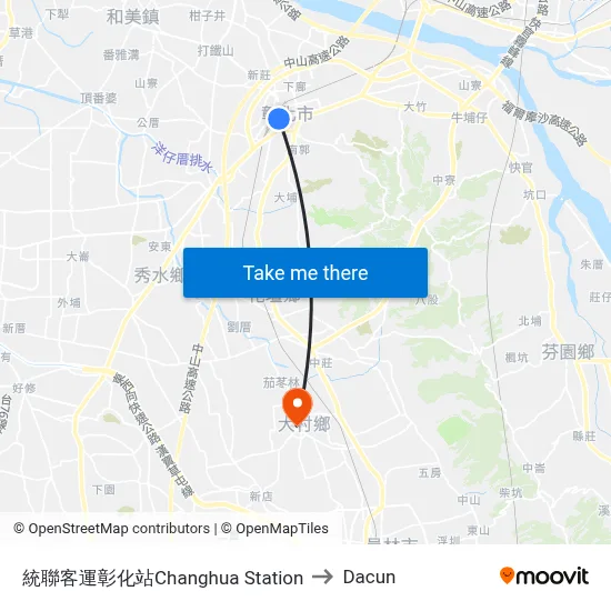 統聯客運彰化站Changhua Station to Dacun map