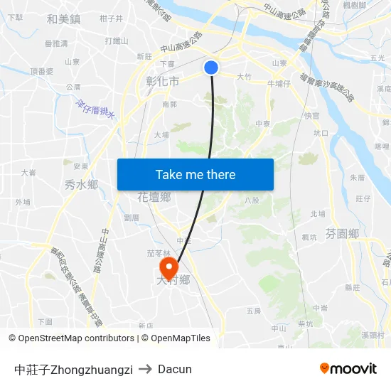 Zhongzhuangzi to Dacun map