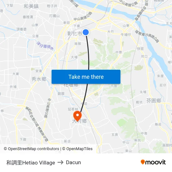 和調里Hetiao Village to Dacun map