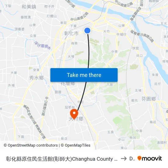 彰化縣原住民生活館(彰師大)Changhua County Indigenous Peoples Activity Center(National Changhua University Of Education) to Dacun map