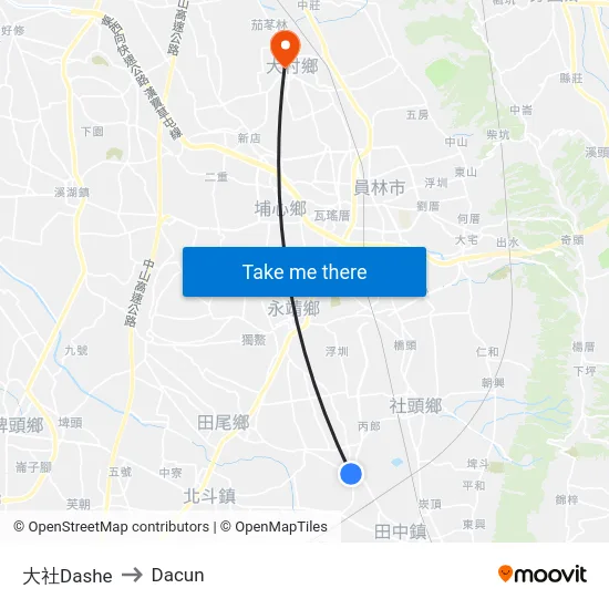 大社Dashe to Dacun map