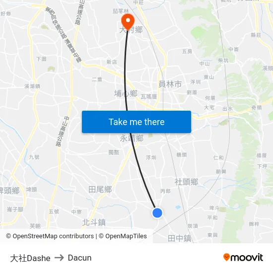 大社Dashe to Dacun map