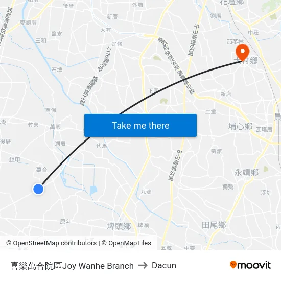 喜樂萬合院區Joy Wanhe Branch to Dacun map