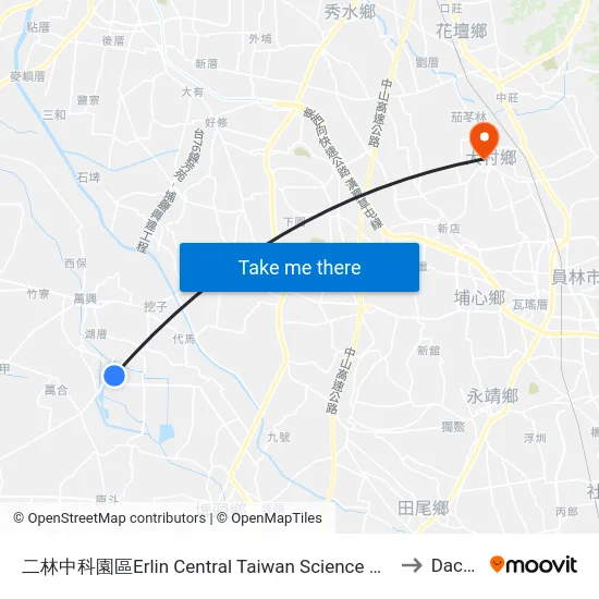 二林中科園區Erlin Central Taiwan Science Park to Dacun map