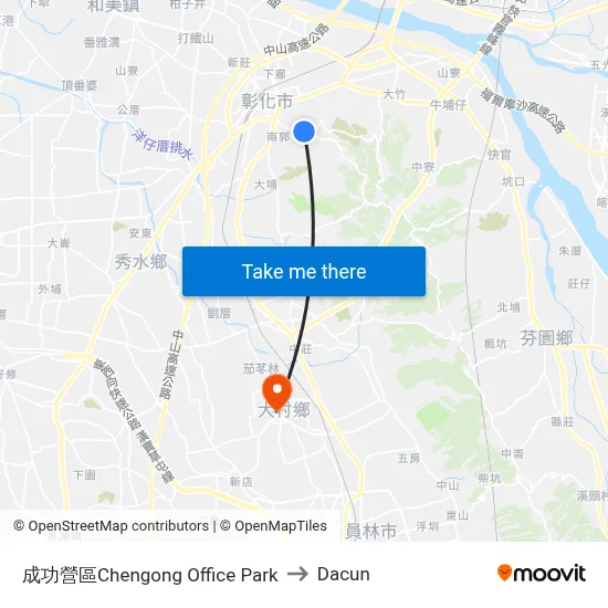 成功營區Chengong Office Park to Dacun map