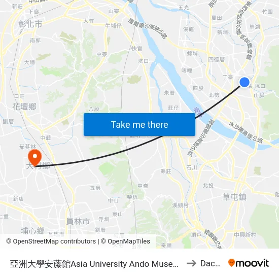 亞洲大學安藤館Asia University Ando Museum to Dacun map