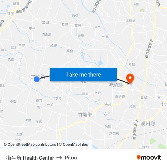 衛生所 Health Center to Pitou map