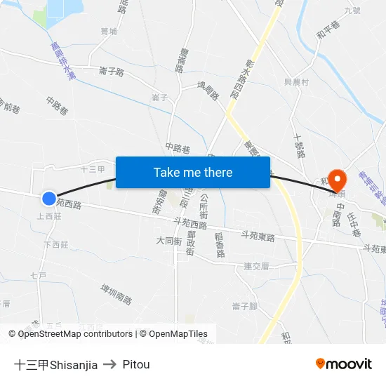 十三甲Shisanjia to Pitou map