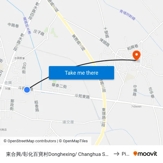東合興/彰化百寶村Donghexing/ Changhua Souvenir Center to Pitou map