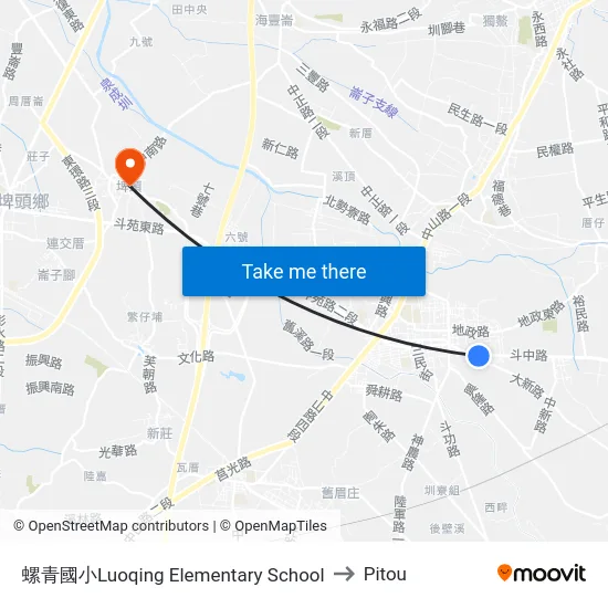Luoqing Elementary School to Pitou map