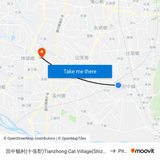 Tianzhong Cat Village (Shizhangli) to Pitou map