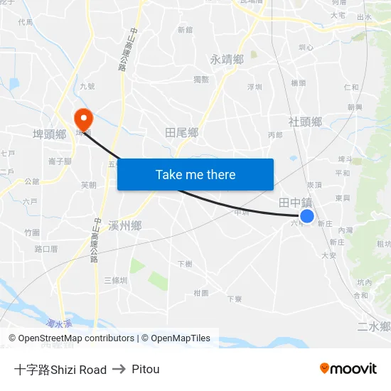 Shizi Road to Pitou map
