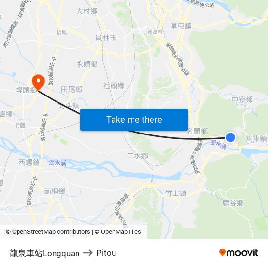 龍泉車站Longquan to Pitou map