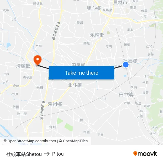社頭車站Shetou to Pitou map