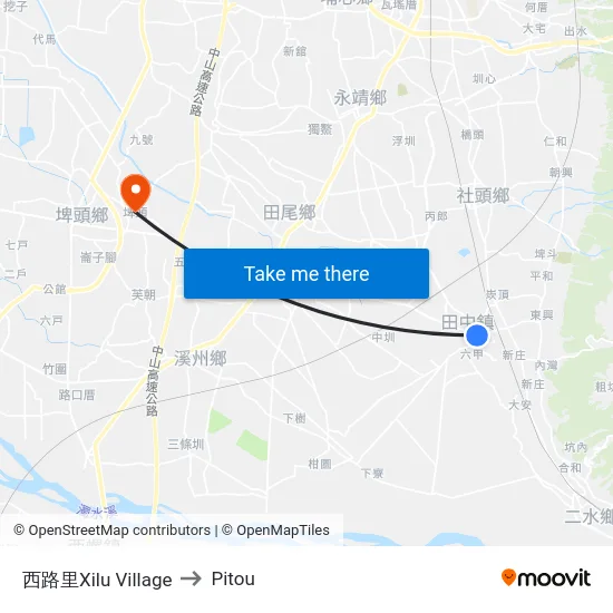 Xilu Village to Pitou map