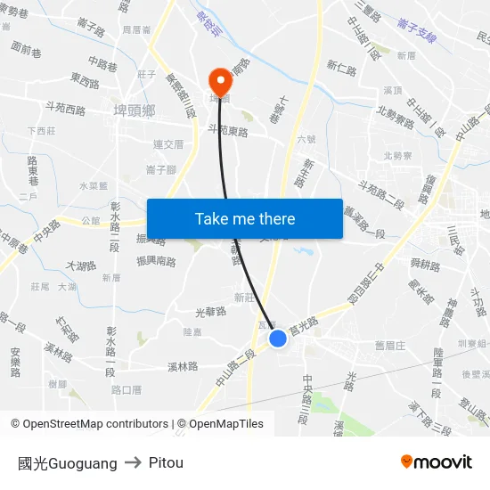 國光Guoguang to Pitou map