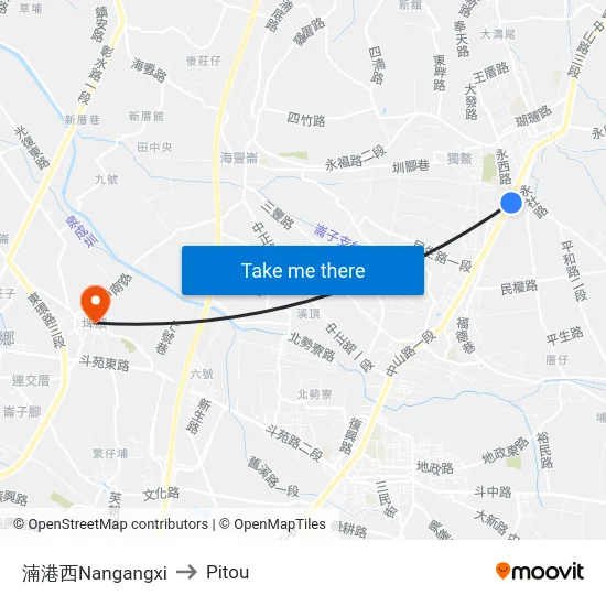 湳港西Nangangxi to Pitou map