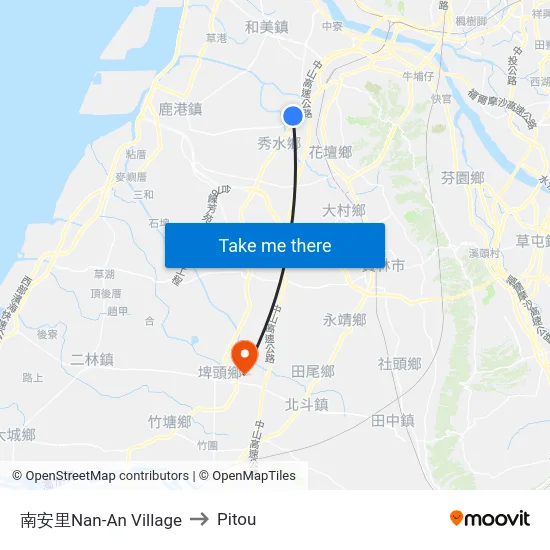 Nan-An Village to Pitou map