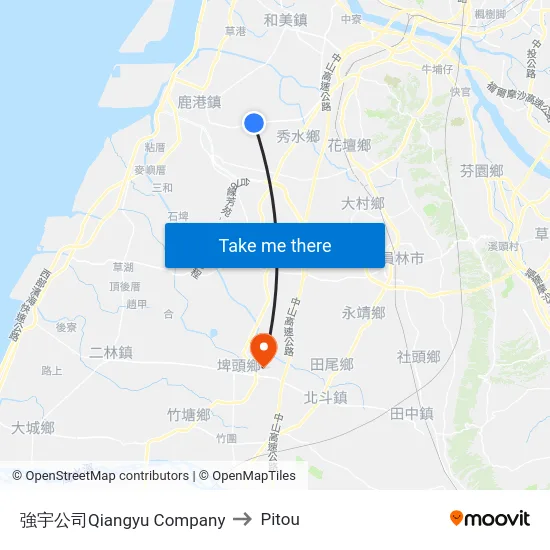 Qiangyu Company to Pitou map