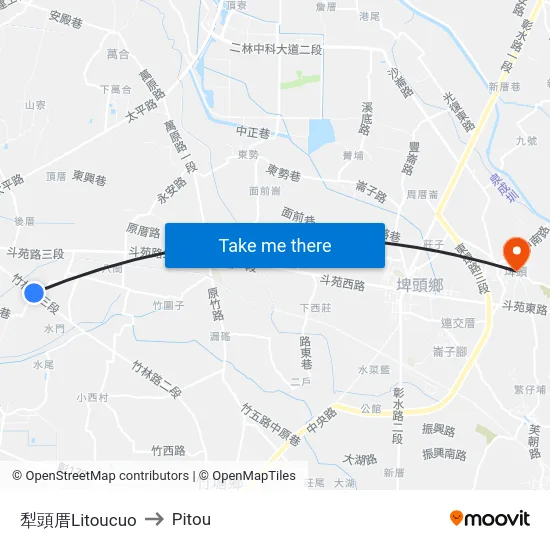 犁頭厝Litoucuo to Pitou map