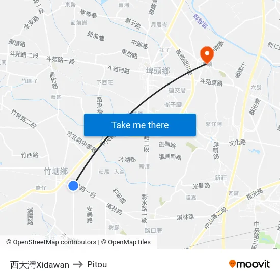 西大灣Xidawan to Pitou map