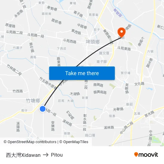 西大灣Xidawan to Pitou map
