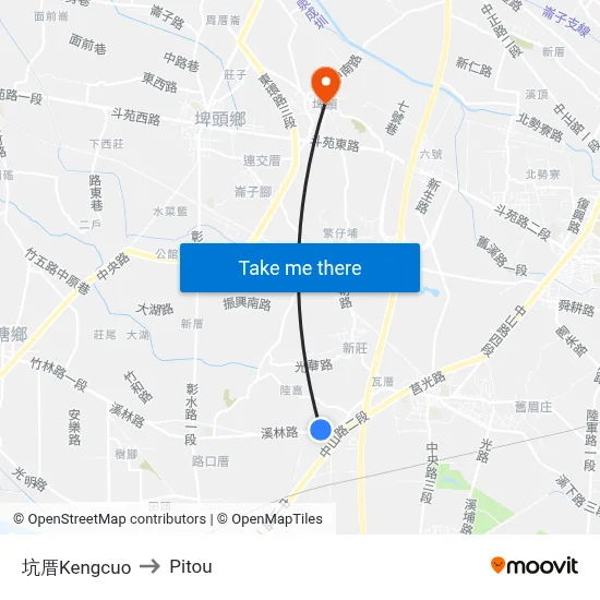 坑厝Kengcuo to Pitou map