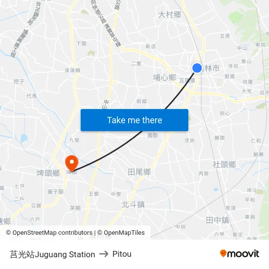 莒光站Juguang Station to Pitou map