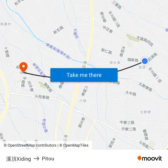 溪頂Xiding to Pitou map