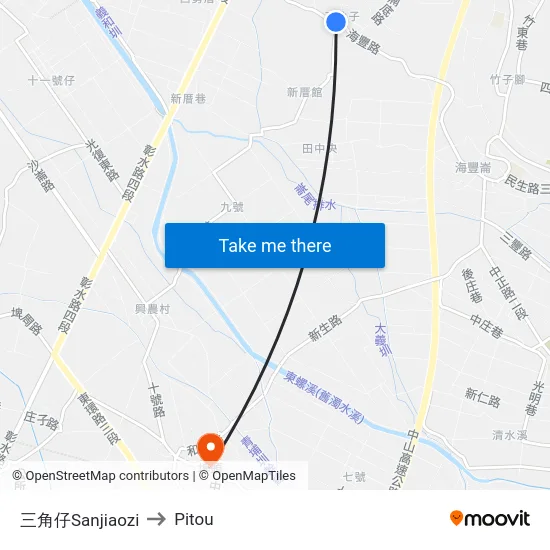 Sanjiaozi to Pitou map