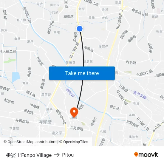 Fanpo Village to Pitou map