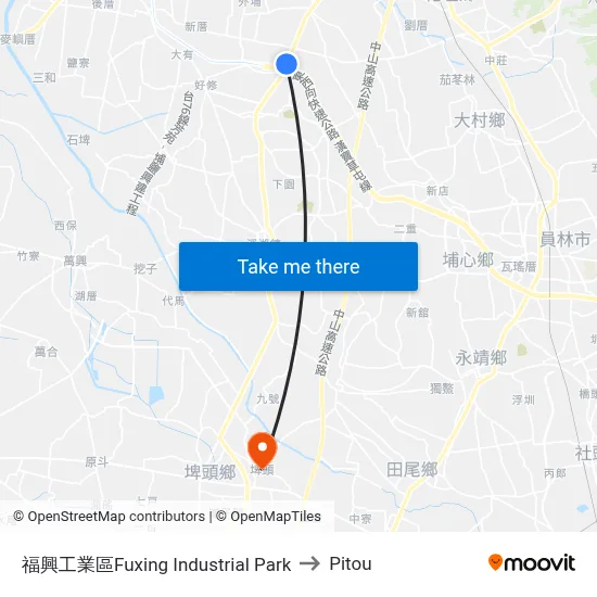 Fuxing Industrial Park to Pitou map