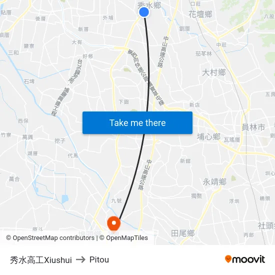 秀水高工Xiushui to Pitou map