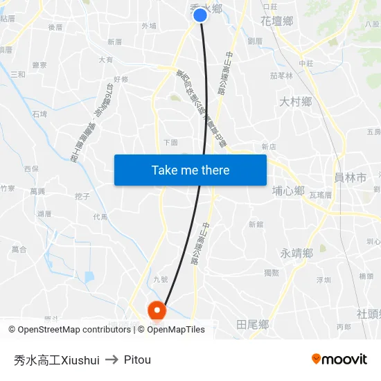 秀水高工Xiushui to Pitou map