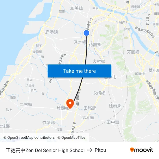 正德高中Zen Del Senior High School to Pitou map