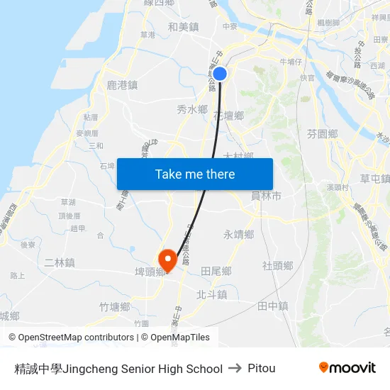 Jingcheng Senior High School to Pitou map