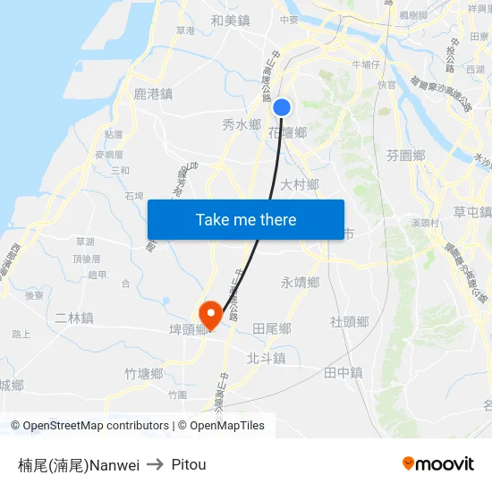 楠尾(湳尾)Nanwei to Pitou map