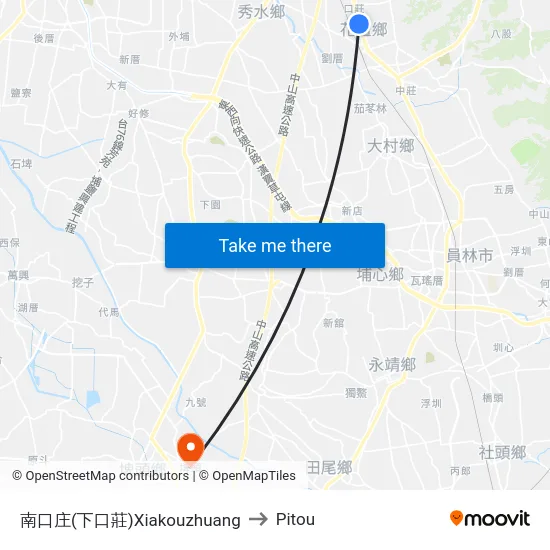 南口庄(下口莊)Xiakouzhuang to Pitou map