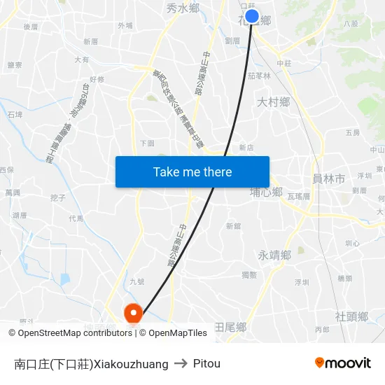 南口庄(下口莊)Xiakouzhuang to Pitou map