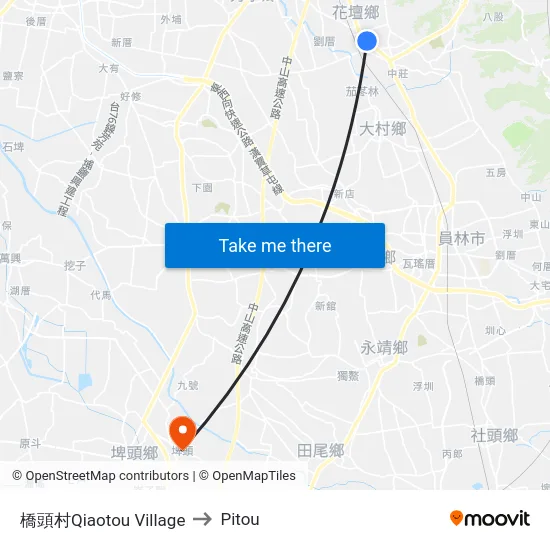 橋頭村Qiaotou Village to Pitou map