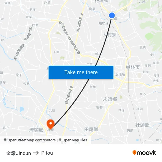 金墩Jindun to Pitou map