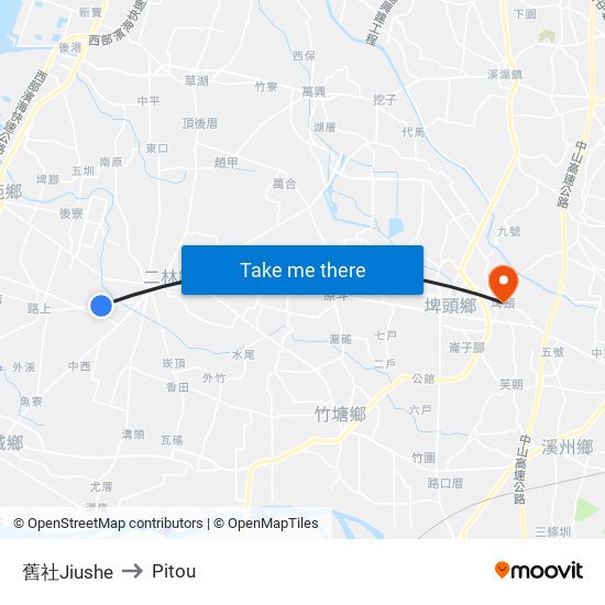 舊社Jiushe to Pitou map