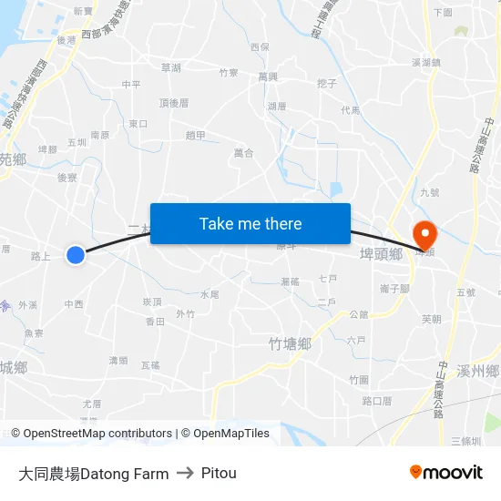 大同農場Datong Farm to Pitou map
