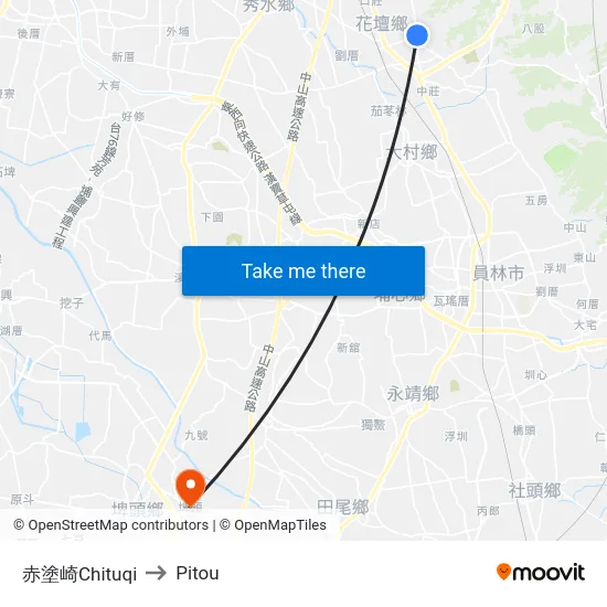 赤塗崎Chituqi to Pitou map