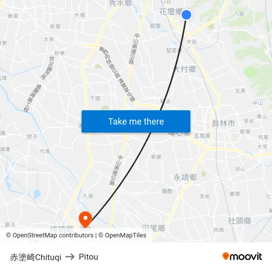 赤塗崎Chituqi to Pitou map
